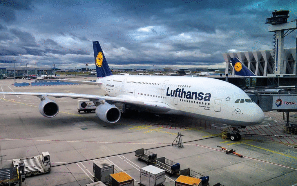 Ein Flugzeug der Fluggesellschaft Lufthansa