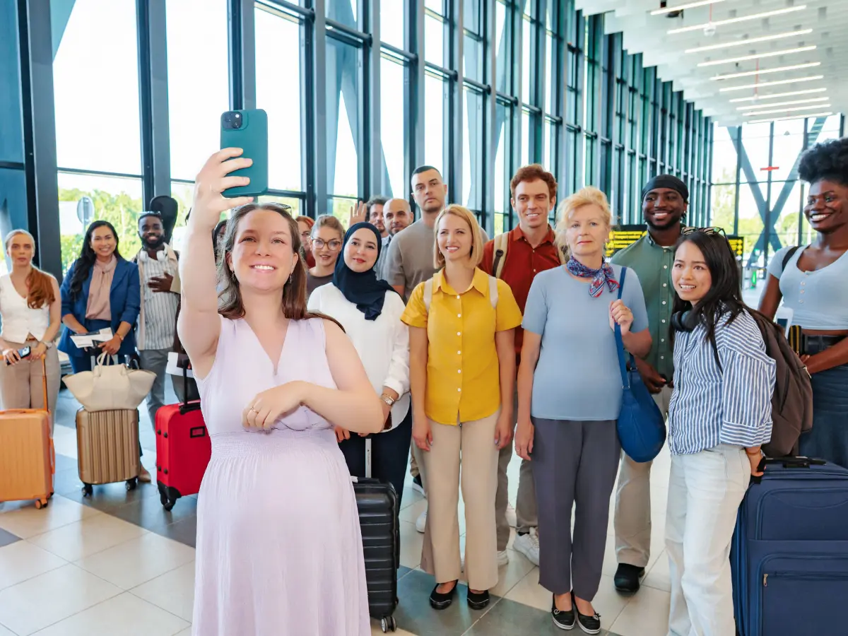 Reisegruppe am Flughafen